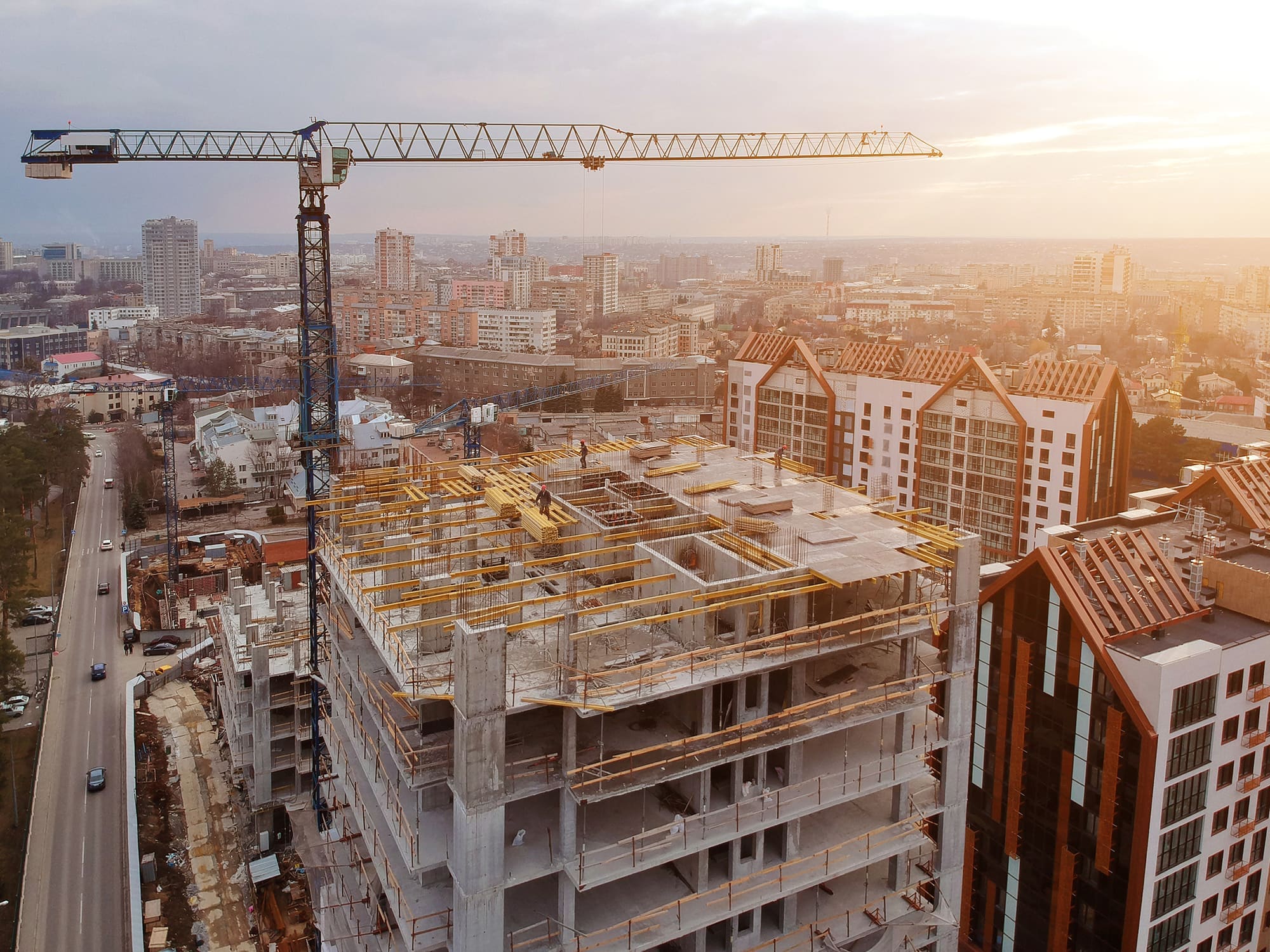 Construction site crew on a heavy civil project