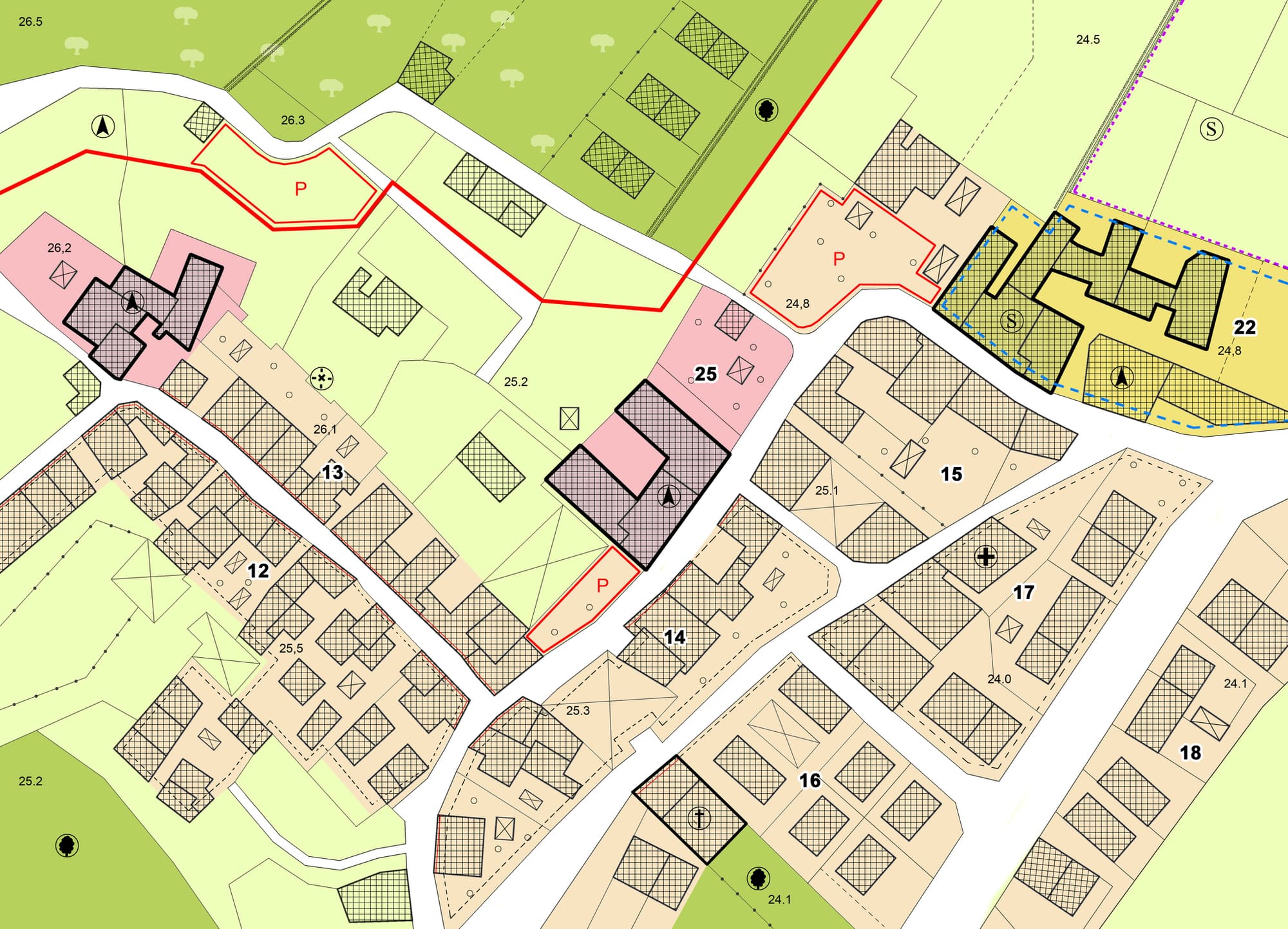 Cadastral parcel and zoning map for municipal records